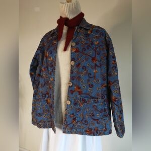 80s Embroidered Denim Chore Coat